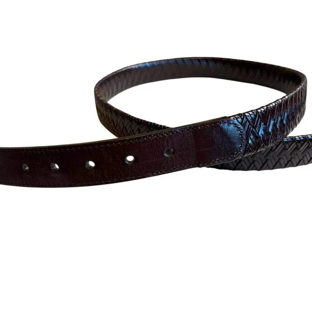 Columbia Brown Leather Woven Belt Men's XL |‎ Braided Dress Casual NWT